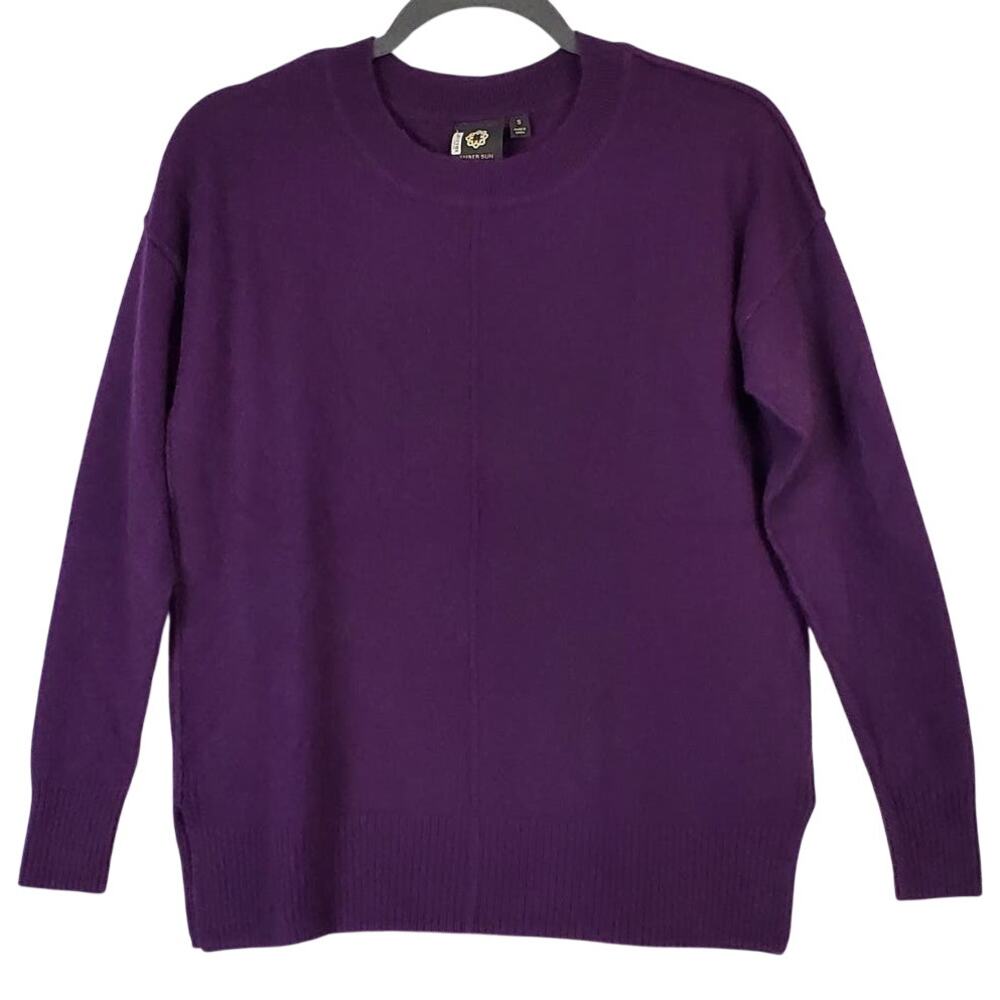Amber Sun Purple 2-Ply 100% Cashmere Sweater Soft Cozy Warm Oversize S Quiet Lux
